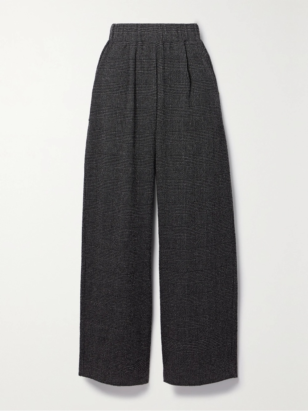 LESET Pleated Prince of Wales Tailored Checked Alpaca-blend Wide-leg Pants - Picture 2 of 9
